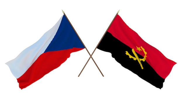 Renderização 3D de fundo para designers ilustradores Bandeiras do Dia da Independência Nacional República Checa e Angola