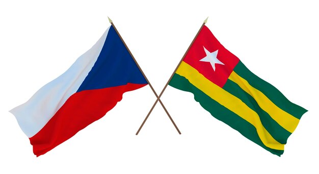 Renderização 3D de fundo para designers ilustradores Bandeiras do Dia da Independência Nacional República Tcheca e Togo