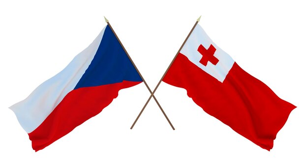 Renderização 3D de fundo para designers ilustradores Bandeiras do Dia da Independência Nacional República Tcheca e Tonga