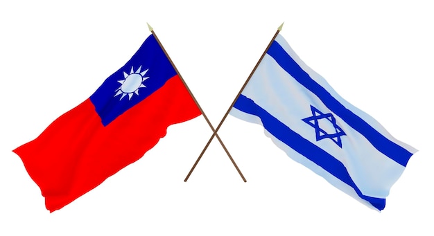 Renderização 3D de fundo para designers ilustradores Bandeiras do Dia da Independência Nacional Taiwan e Israel