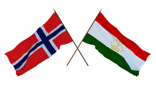 Renderização 3D de fundo para ilustradores de designers Bandeiras do Dia da Independência Nacional Irã e Tajiquistão
