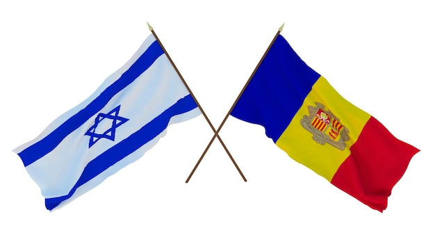 Renderização 3D de fundo para ilustradores de designers Bandeiras do Dia da Independência Nacional Israel e Andorra