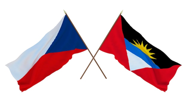 Renderização 3D de fundo para ilustradores de designers Bandeiras do Dia da Independência Nacional República Tcheca e Barbuda