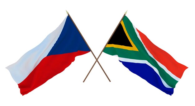 Renderização 3D de fundo para ilustradores de designers Bandeiras do Dia da Independência Nacional República Tcheca e África do Sul