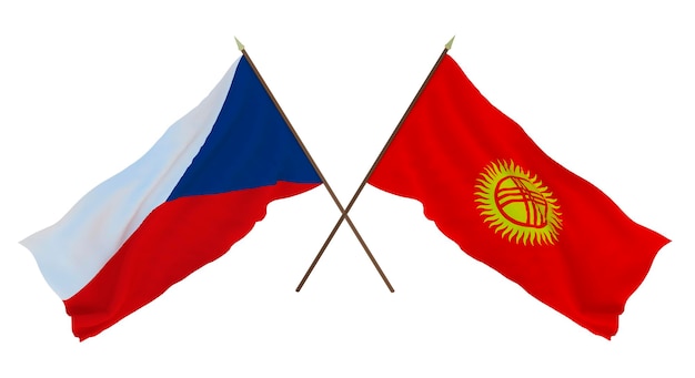 Renderização 3D de fundo para ilustradores de designers Bandeiras do Dia da Independência Nacional República Tcheca e Quirguistão