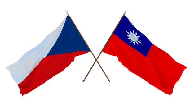 Renderização 3D de fundo para ilustradores de designers Bandeiras do Dia da Independência Nacional República Tcheca e Taiwan