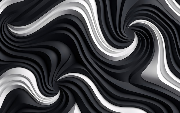 Renderização 3d de fundo preto e branco abstrato