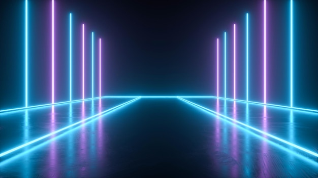 Renderização 3d de fundo retrô neon