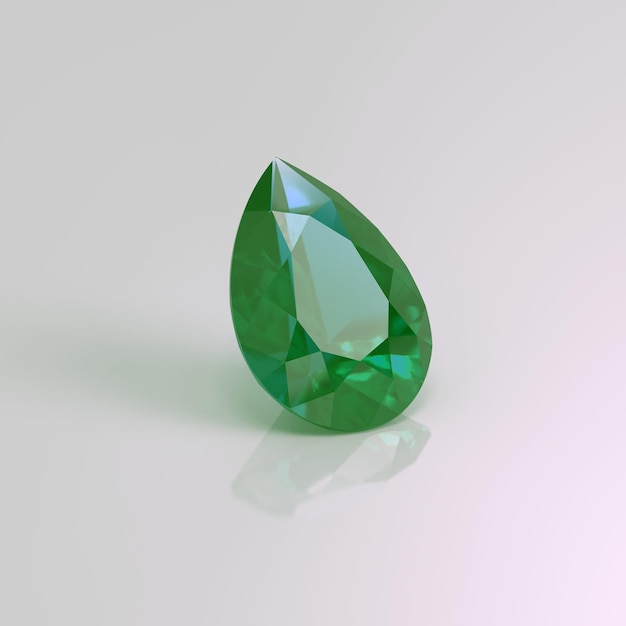 Renderização 3D de gota de pêra de pedra preciosa esmeralda