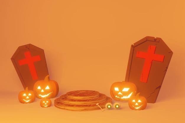 Renderização 3D de HalloweenPodium para comemorar o festival e o outono