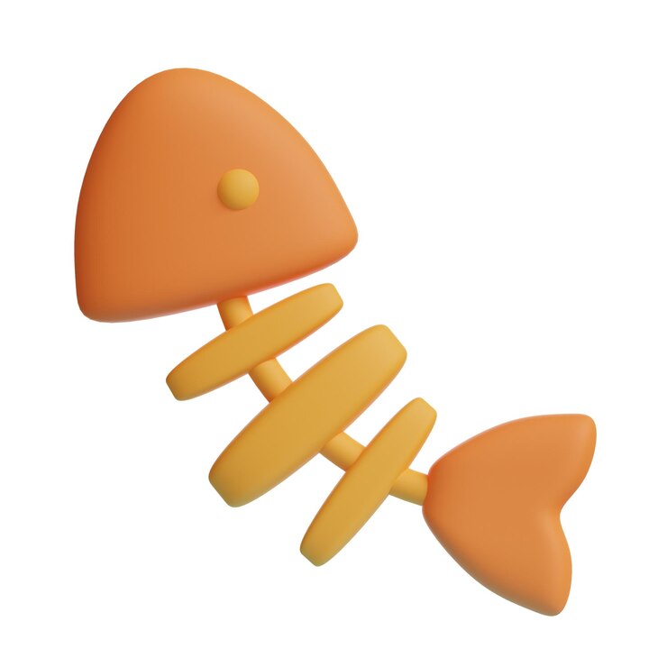 Foto renderização 3d de ícone de animal de estimação de osso de peixe isolado em fundo branco
