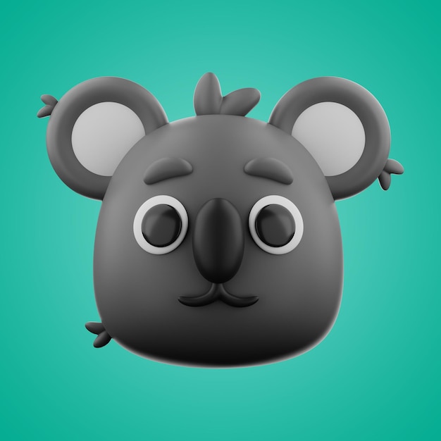 Renderização 3d de ícone de coala animal em fundo isolado