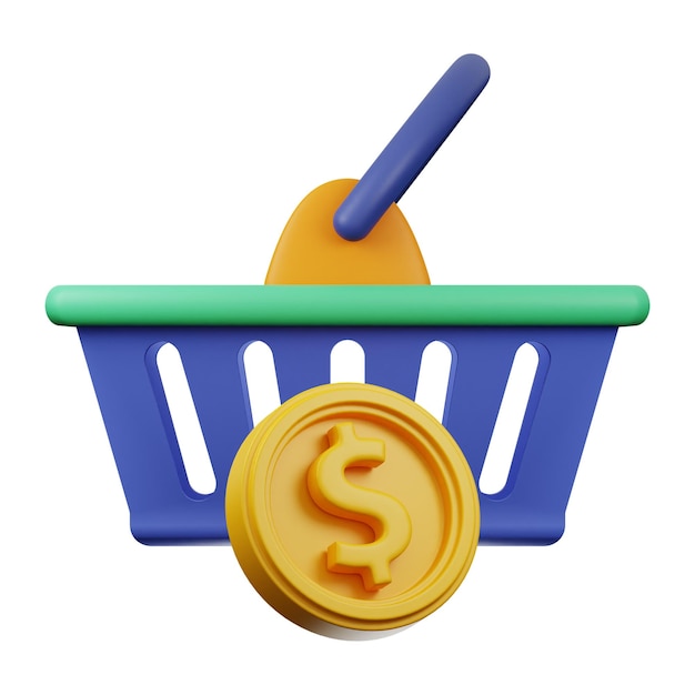 Foto renderização 3d de ícone de compras online premium em fundo isolado