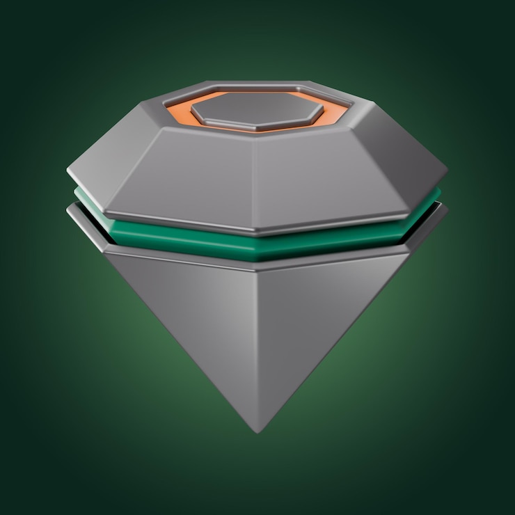 Foto renderização 3d de ícone de diamante de finanças premium em fundo isolado