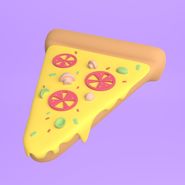 Renderização 3d de ícone de fatia de pizza