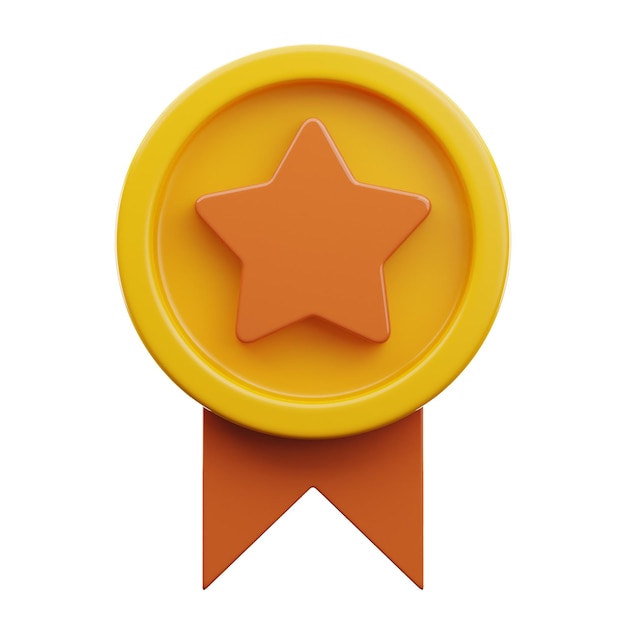 Renderização 3d de ícone de recompensa de ouro em fundo isolado