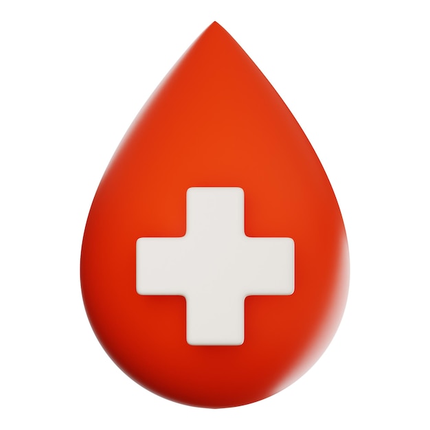 Renderização 3d de ícone de sangue médico premium em fundo isolado