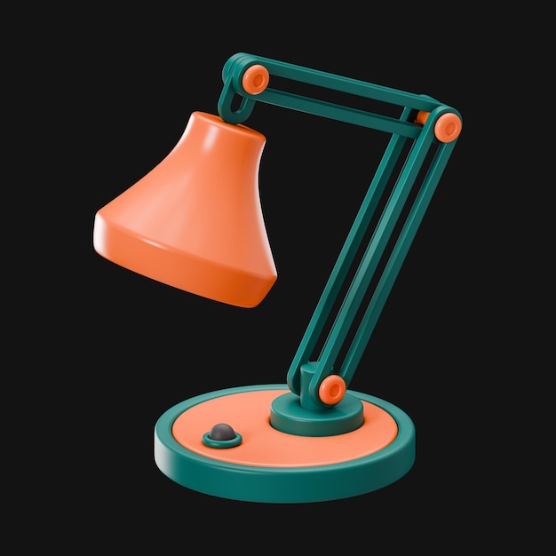 Renderização 3D de ícones de lâmpada de mesa de escritório premium em fundo isolado