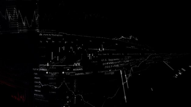 Renderização 3d de índices de ações no espaço virtual recessão do crescimento econômico