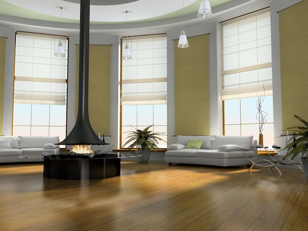 Renderização 3D de interiores em casa
