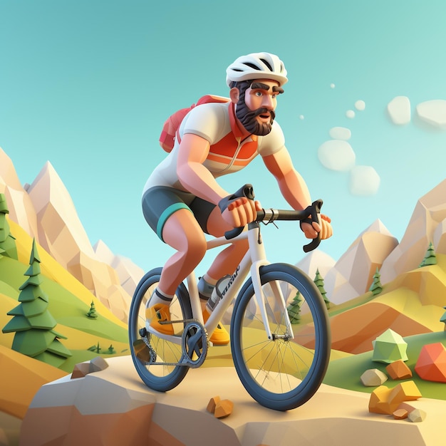 Renderização 3D de jogador de ciclocross em ação