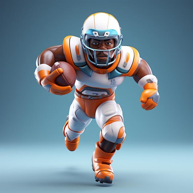 Renderização 3D de jogador de futebol americano em ação