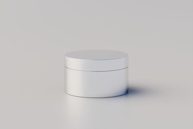 Renderização 3D de maquete de pote de alumínio para cosméticos