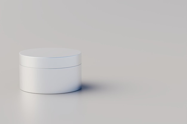 Renderização 3D de maquete de pote de alumínio para cosméticos