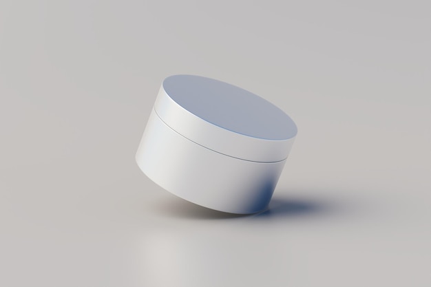 Renderização 3D de maquete de pote de alumínio para cosméticos