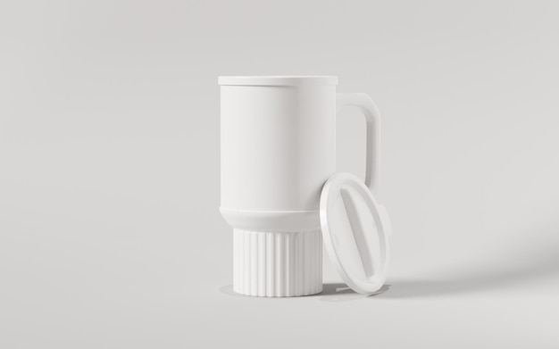 Renderização 3d de maquete de xícara de café branco realista