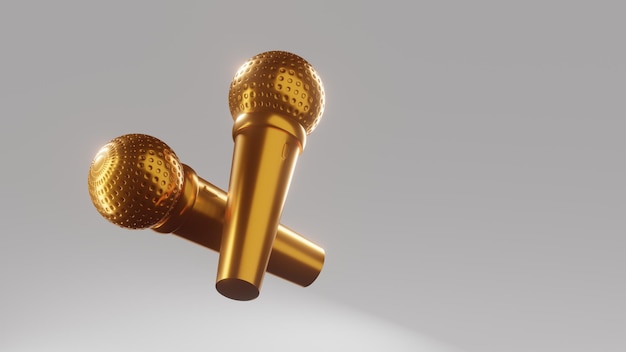 Foto renderização 3d de microfone dourado