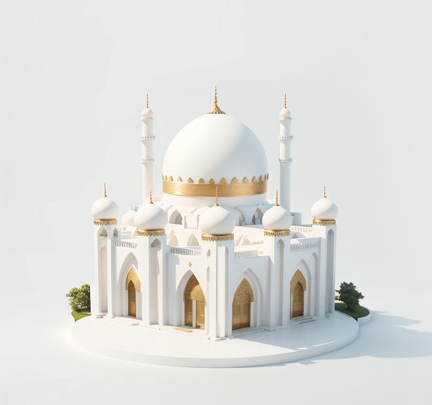 renderização 3D de miniatura de mesquita simples