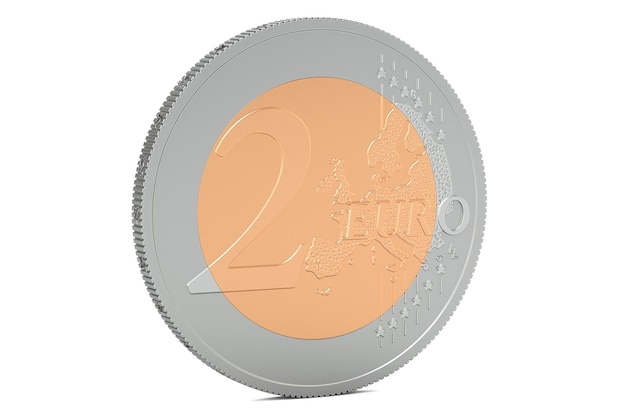 Renderização 3D de moedas de 2 euros