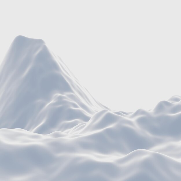 Renderização 3D de montanha de neve Terreno branco