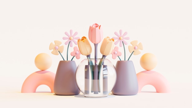 Foto renderização 3d de papéis de parede de primavera