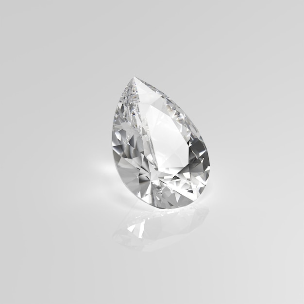 Renderização 3d de pêra de pedra preciosa moissanite