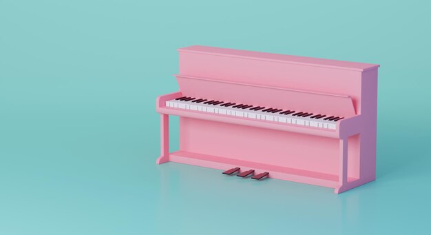 Foto renderização 3d de piano rosa suave clássico