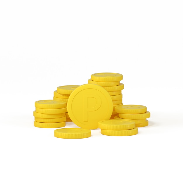 Renderização 3D de pilhas de moedas
