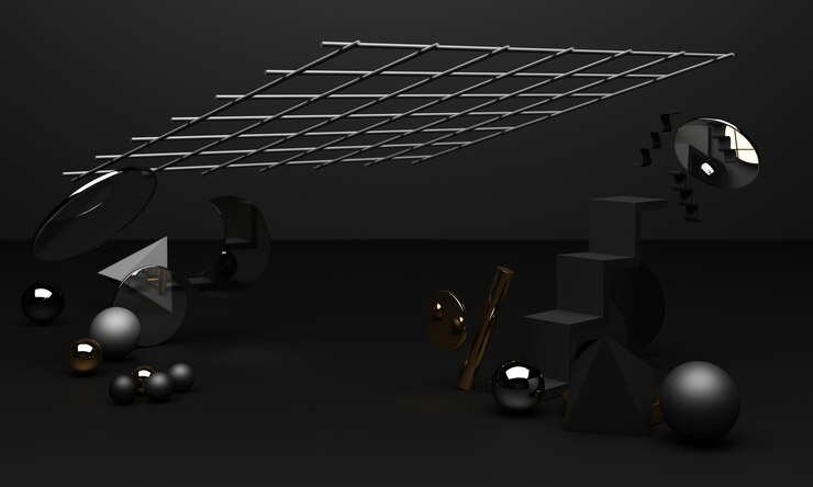 Foto renderização 3d de pódio preto usada para produto adicional estilo minimalista com forma geométrica em tom de cor preta e dourado