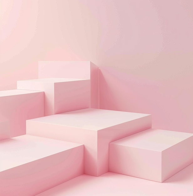 Foto renderização 3d de pódio rosa pastel escena minimalista abstrata com figuras geométricas pedestal ou plataforma