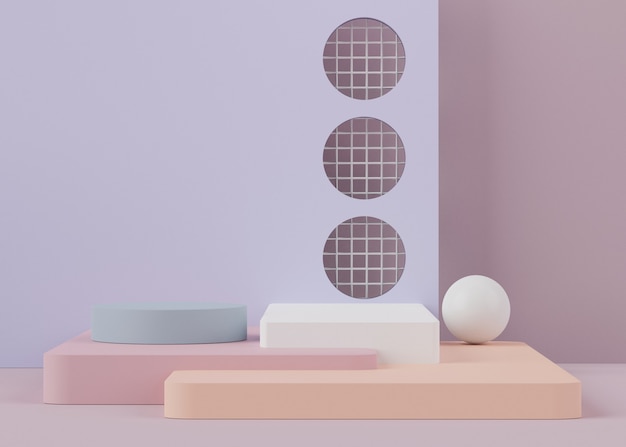 Renderização 3D de pódios com formas geométricas
