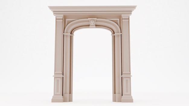 Renderização 3D de porta de arco isolada em entrada de fundo branco