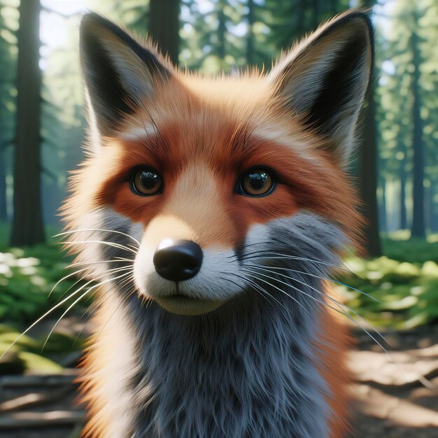 Renderização 3D de raposa da floresta