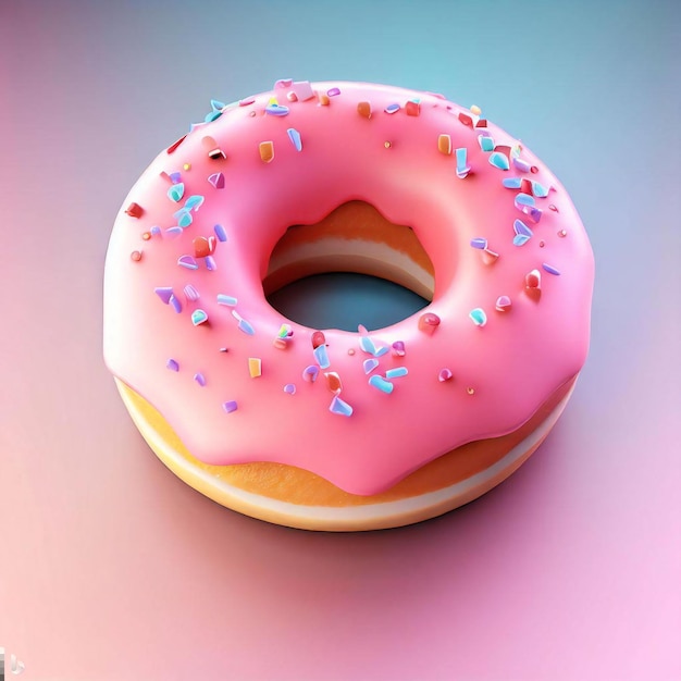 renderização 3D de rosquinhas com glacê e confeitos