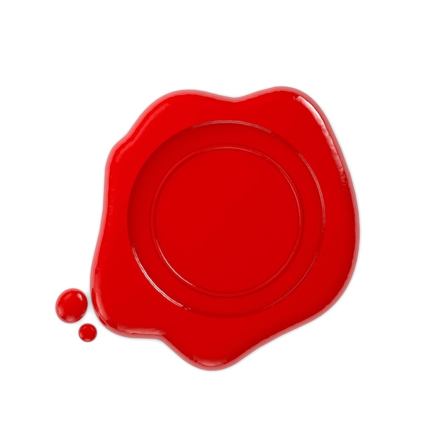 Foto renderização 3d de selo de cera vermelha