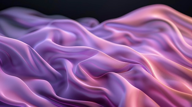 Foto renderização 3d de tecido ondulado em cores roxo e rosa claro em fundo preto