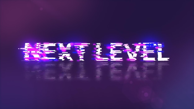 Renderização 3D de texto de próximo nível com efeitos de tela de falhas tecnológicas