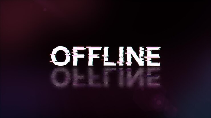 Foto renderização 3d de texto offline com efeitos de tela de falhas tecnológicas