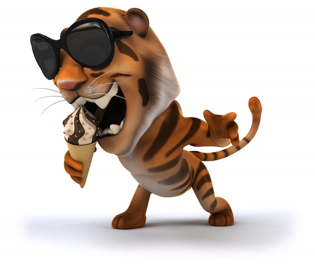 Renderização 3D de tigre engraçado
