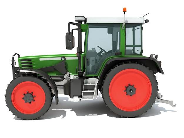 Foto renderização 3d de tractor agrícola em fundo branco